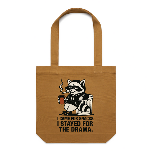 Snack-Obsessed & Drama-Addicted | Raccoon Tote