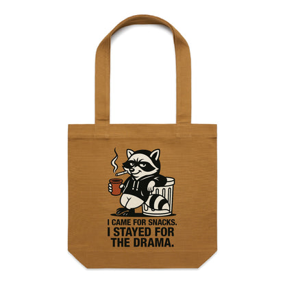Snack-Obsessed & Drama-Addicted | Raccoon Tote